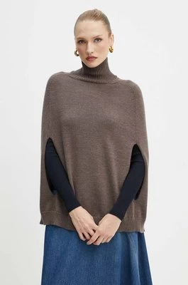 Max Mara Leisure sweter wełniany damski kolor brązowy z golfem 2426366188600