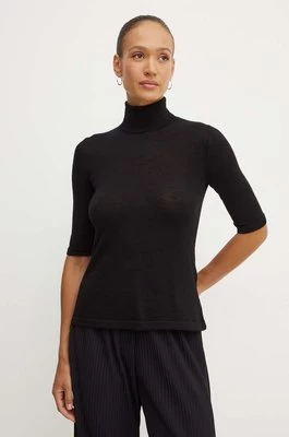 Max Mara Leisure sweter wełniany damski kolor czarny lekki z golfem 2426366098600