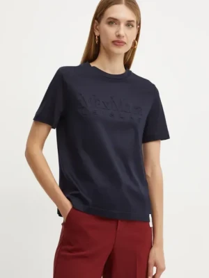 Max Mara Leisure t-shirt bawełniany damski kolor granatowy 2426946038600