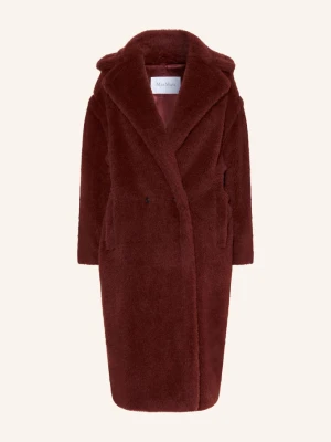 Max Mara Płaszcz Z Futra Teddy Tedgirl Z Alpaki rot CIEMNOCZERWONY