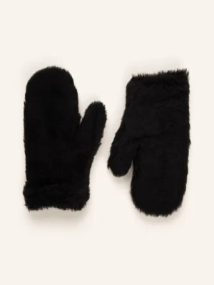 Max Mara Rękawiczki Jednopalcowe Z Pluszowego Materiału Ombrato Z Dodatkiem Alpaki schwarz