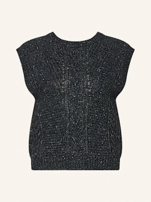 Max Mara Studio Bezrękawnik Taffy Z Dodatkiem Alpaki I Błyszczącej Przędzy grau