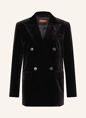 Max Mara Studio Blezer Z Aksamitu Digione schwarz