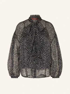 Max Mara Studio Bluzka Z Kokardą Etere Z Jedwabiu schwarz