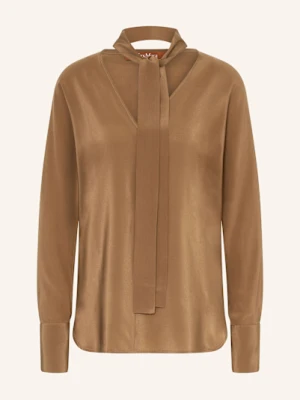 Max Mara Studio Bluzka Z Wiązaniem Pod Szyją Caco Z Jedwabiu braun