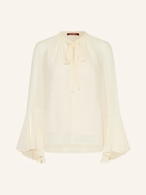 Max Mara Studio Bluzka Z Wiązaniem Pod Szyją Cuba Z Jedwabiu, Z Wolantami beige