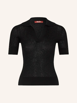 Max Mara Studio Dzianinowa Koszulka Uberta Z Dodatkiem Jedwabiu I Cekinami schwarz