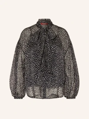 Max Mara Studio Jedwabna Bluzka Z Kokardą schwarz