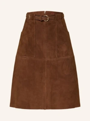 Max Mara Studio Skórzana Spódnica Tennis braun