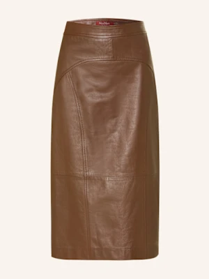 Max Mara Studio Spódnica Skórzana Taiga braun