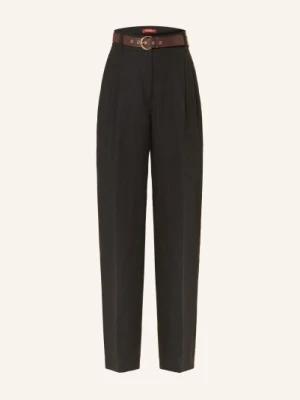 Max Mara Studio Spodnie Marlen Sumero Z Lnu schwarz