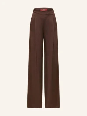 Max Mara Studio Spodnie Marlene Alpaca Z Satyny braun