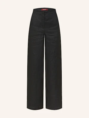 Max Mara Studio Spodnie Z Lnu Garibo schwarz