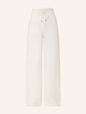 Max Mara Studio Spodnie Z Lnu Pelota weiss