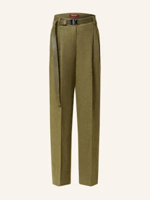 Max Mara Studio Spodnie Z Lnu Siamese gruen