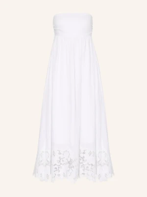 Max Mara Studio Sukienka Z Odkrytymi Ramionami Scena Z Lnu Z Ażurową Koronką weiss