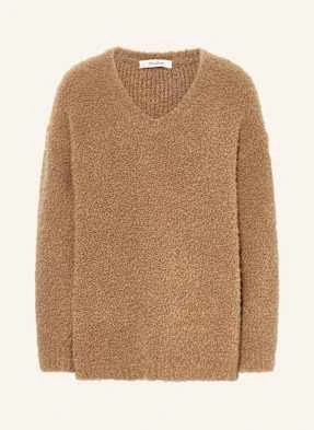 Max Mara Sweter Z Wielbłądziej Sierści Pantera Z Bouclé braun