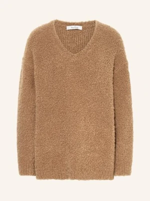 Max Mara Sweter Z Wielbłądziej Sierści Pantera Z Bouclé braun