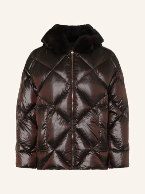 Max Mara The Cube Kurtka Puchowa Nebbie Z Sztucznym Futrem braun CIEMNOBRĄZOWY