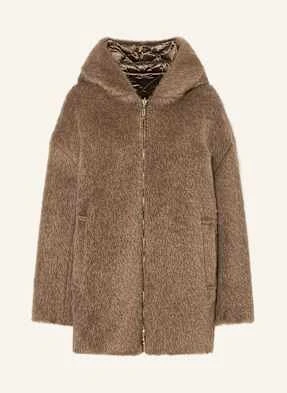 Max Mara The Cube Płaszcz Puchowy Spacefe Dwustronny Z Alpaką I Sztucznym Futrem braun