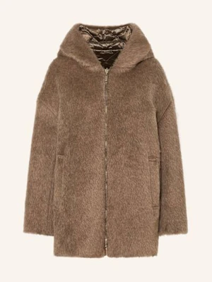 Max Mara The Cube Płaszcz Puchowy Spacefe Dwustronny Z Alpaką I Sztucznym Futrem braun