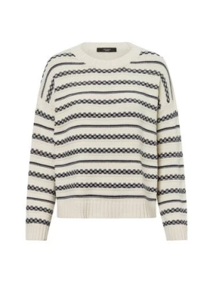 Max Mara Weekend Damski sweter z dzianiny - Foster Kobiety Bawełna beżowy|niebieski w paski,