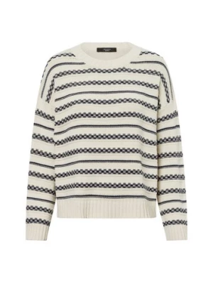 Max Mara Weekend Damski sweter z dzianiny - Foster Kobiety Bawełna beżowy|niebieski w paski,