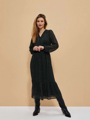 Maxi sukienka z długim rękawem czarna Moodo