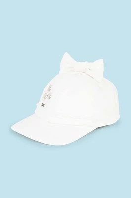 Mayoral czapka z daszkiem bawełniana dziecięca kolor biały z aplikacją