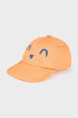 Mayoral czapka z daszkiem bawełniana dziecięca kolor pomarańczowy z aplikacją