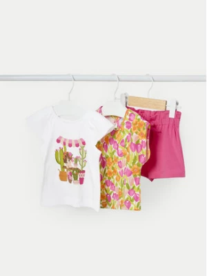 Mayoral Komplet 2 t-shirtów i spodenek 01229 Różowy Regular Fit
