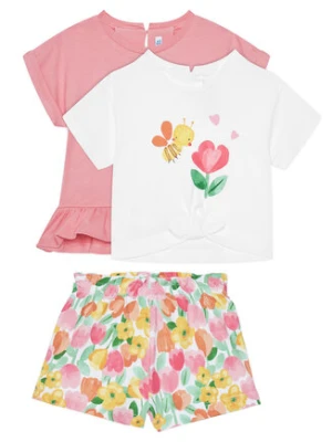 Mayoral Komplet 2 t-shirtów i spodenek 1206 Różowy Regular Fit