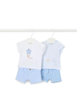 Mayoral Komplet 2 t-shirtów i spodenek 1626 Błękitny Regular Fit