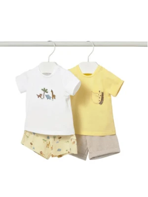 Mayoral Komplet 2 t-shirtów i spodenek 1652 Żółty Regular Fit