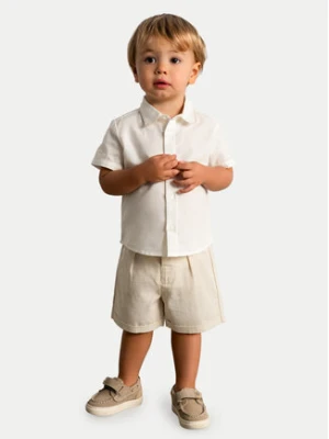 Mayoral Komplet koszula i szorty materiałowe 1225 Beżowy Regular Fit