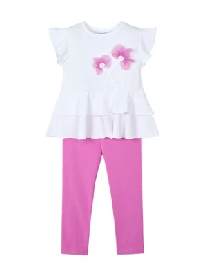 Mayoral Komplet t-shirt i legginsy 3704 Różowy Regular Fit