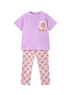Mayoral Komplet t-shirt i legginsy 3727 Fioletowy Regular Fit