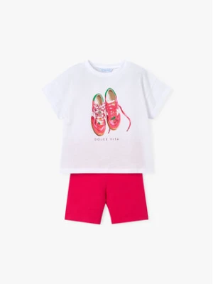 Mayoral Komplet t-shirt i legginsy 3731 Biały Regular Fit