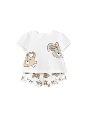 Mayoral Komplet t-shirt i spodenki 1256 Biały Regular Fit