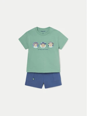Mayoral Komplet t-shirt i spodenki 1654 Zielony Regular Fit