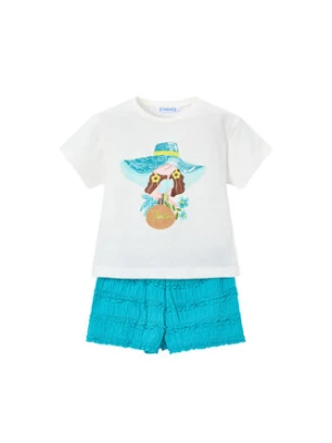 Mayoral Komplet t-shirt i spodenki 3231 Turkusowy Regular Fit