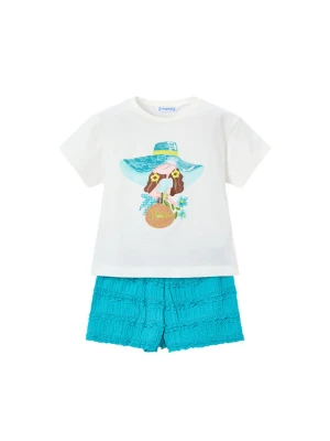 Mayoral Komplet t-shirt i spodenki 3231 Turkusowy Regular Fit