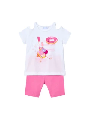 Mayoral Komplet t-shirt i spodenki 3708 Różowy Regular Fit