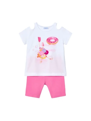 Mayoral Komplet t-shirt i spodenki 3708 Różowy Regular Fit