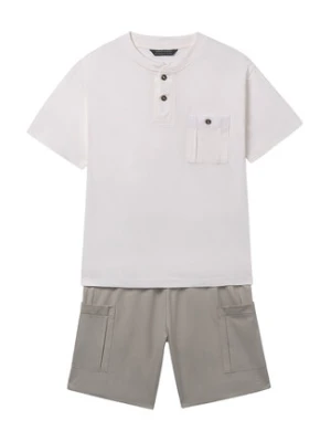 Mayoral Komplet t-shirt i spodenki 6686 Beżowy Regular Fit