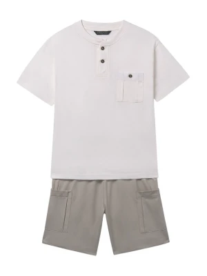 Mayoral Komplet t-shirt i spodenki 6686 Beżowy Regular Fit