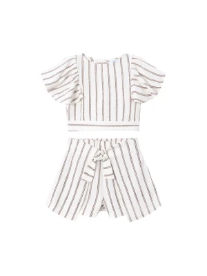 Mayoral Komplet top i spodenki 3949 Écru Regular Fit Kremowy