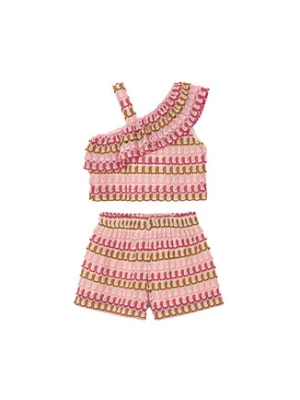 Mayoral Komplet top i szorty materiałowe 3225 Kolorowy Regular Fit