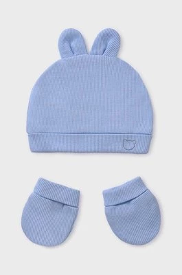Mayoral Newborn czapka i rękawiczki dziecięce kolor niebieski