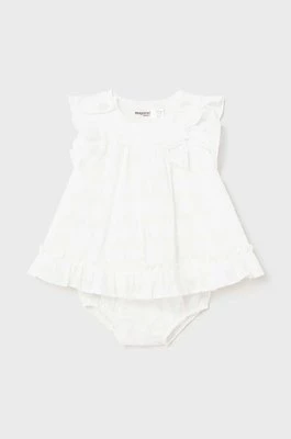 Mayoral Newborn sukienka niemowlęca kolor biały mini rozkloszowana
